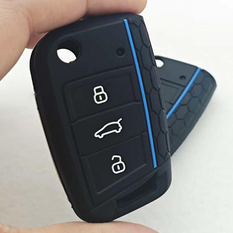 Силиконовый чехол на 3 кнопки для автомобильного ключа VW Golf 7 GTI POLO T-Roc T-Cross Touran Skoda Tiguan Octavia Kodiaq Rapid Fabia Seat