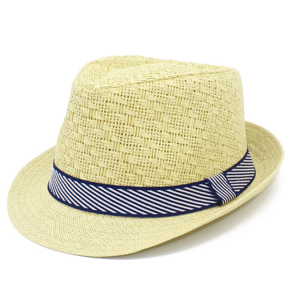 Летняя соломенная шляпа Мужская уличная шляпа от солнца Дышащие пляжные шляпы Британская джазовая шляпа Детские джентльменские цилиндры