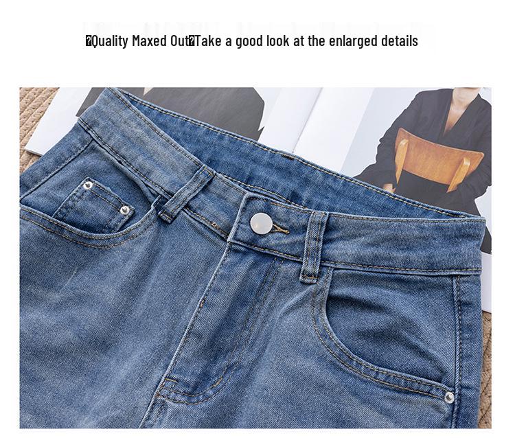 2025 Новые джинсы петит с вышивкой в китайском стиле с высокой посадкой и широкими штанинами