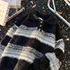 Унисекс полосатый свитер с воротником-поло - Модная осенне-зимняя вязаная одежда для мужчин и женщин