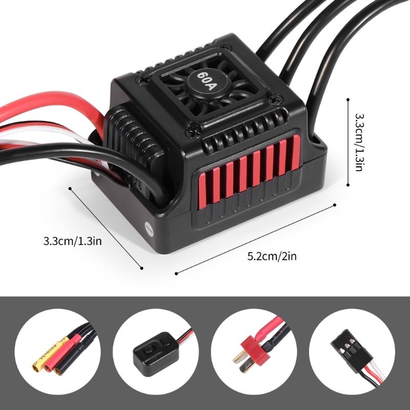 WSDT-60A Sensorless ESC Brushless Waterproof 60A for 1/10 For Various Brushless Servos Multiple Protections