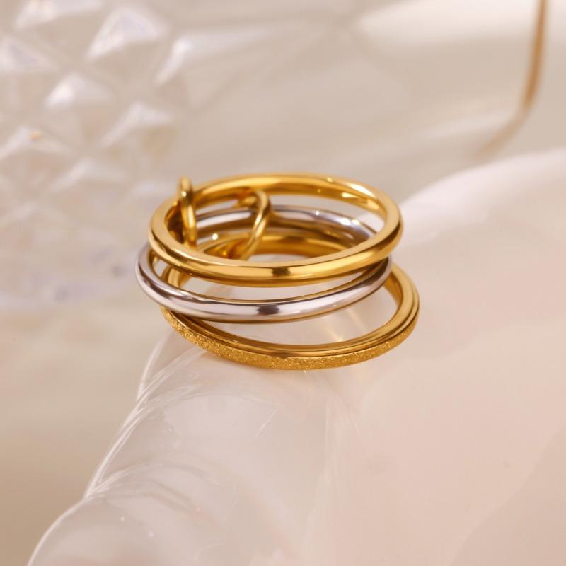 Кольцо из нержавеющей стали, составленное из трех колец, простое кольцо, женское кольцо для личности, титановая сталь, ручные ювелирные кольца