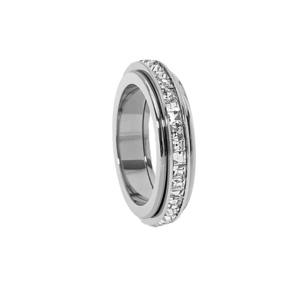 Elegant Full Drill Ring Minimalist Finger Jewelry Fashion Rotating Ring Party