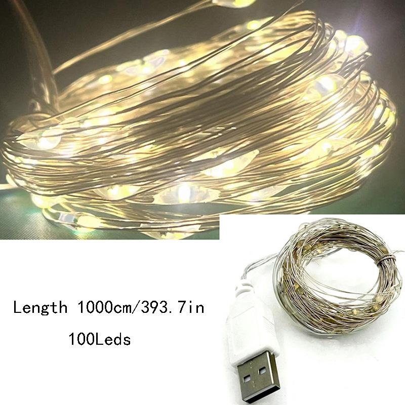 3/5/10 м фестивальные светильники, рождественские светодиодные струны, USB, медная проволока, гирлянды, украшения