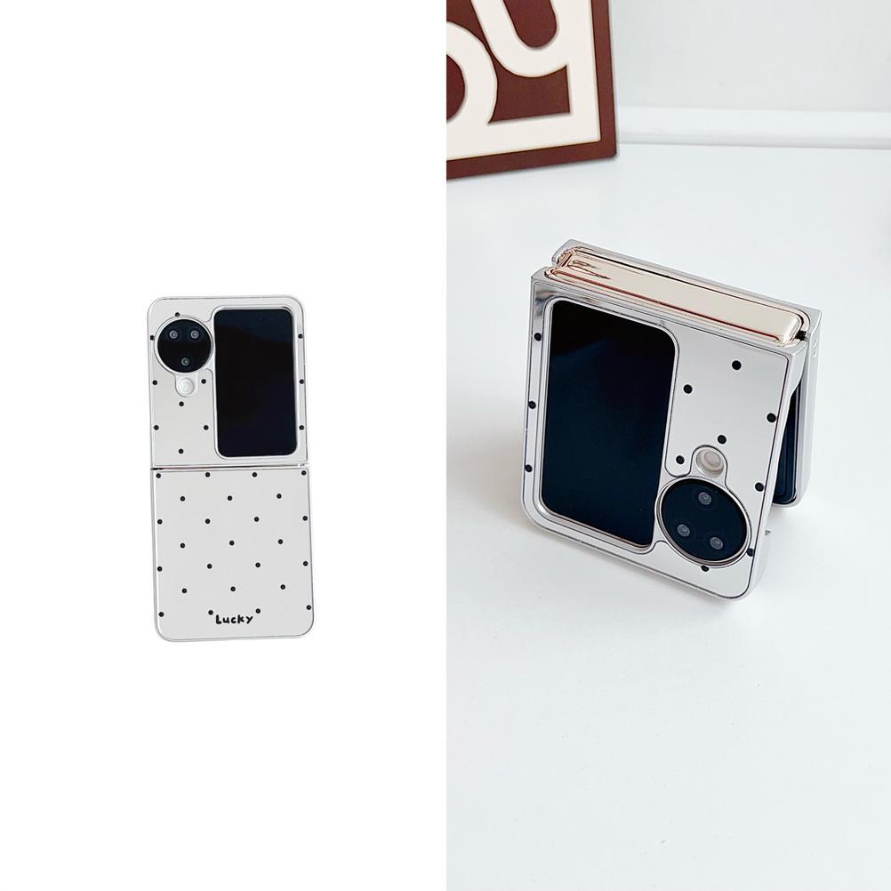 Mirror with Polka Dot Nice Lucky Hand Phone Case for OPPO Find N3 Flip FIND N2 FLIP Camera Protect Cover