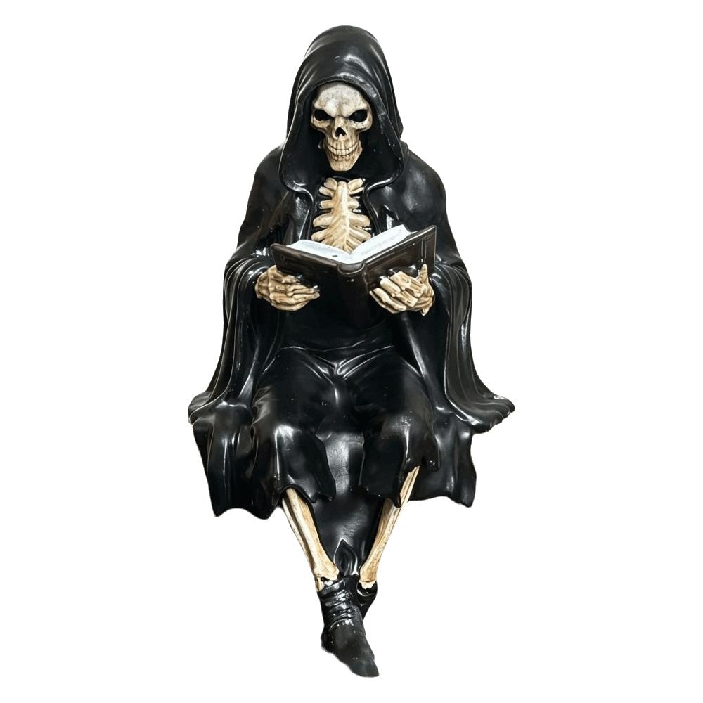 Decoration Skeleton Figurine Halloween Desktop Ornaments Reading Men Statue Mystery Display