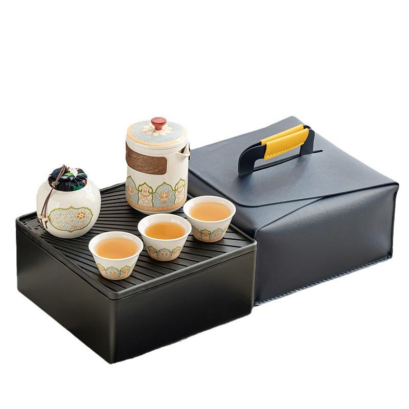 Travel tea set small set outdoor kung fu tea set teapot accompanying portable express cup business gift gift