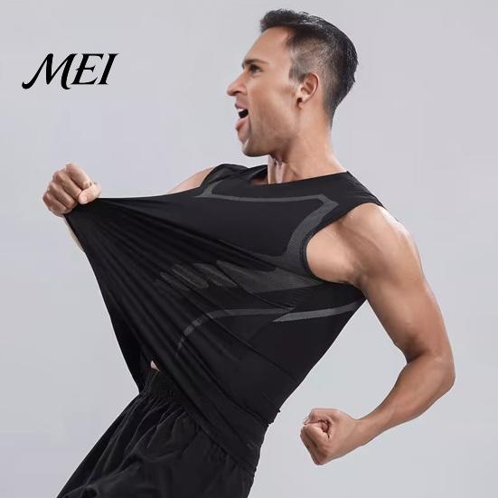 Calorie Burning Compression Vest Men's Tank Top, High Stretch Quick Dry Athletic for Basketball Core Tightening Workout Running, Posture Corrector