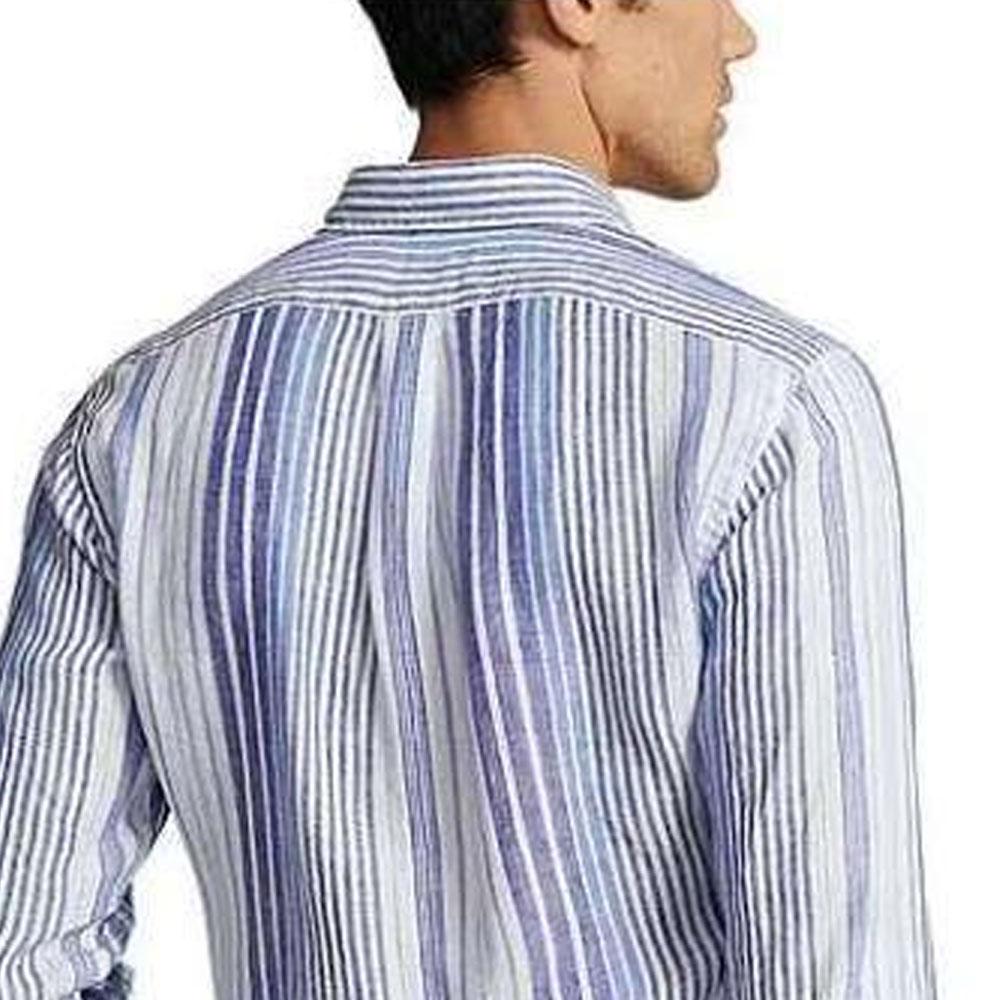Polo Ralph Lauren Полосатый принт с острым воротником и длинным рукавом Рубашки мужские Синий 710931799-001