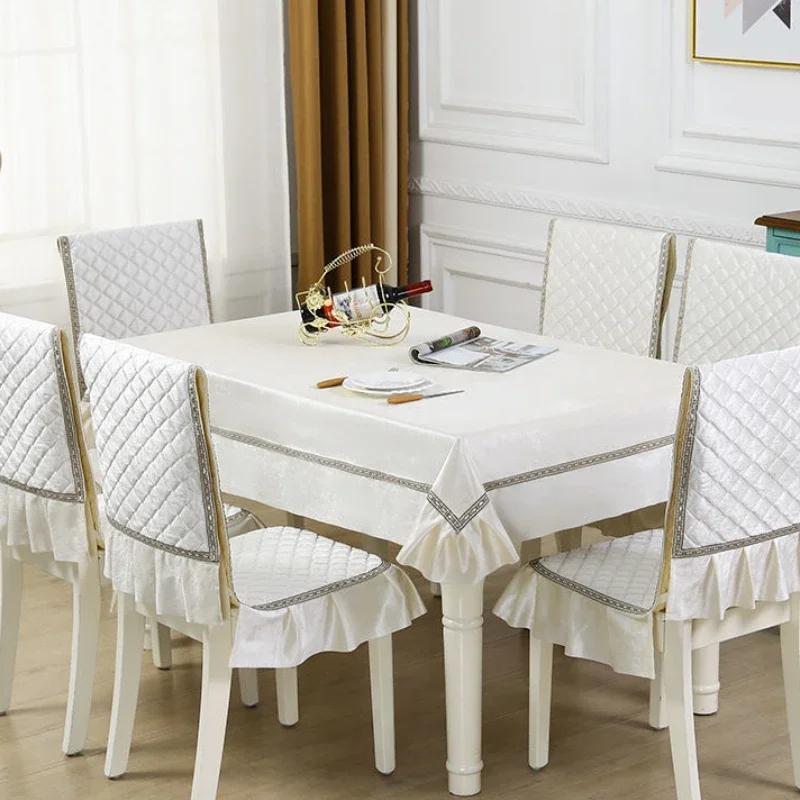 Кружевной однотонный чехол на стул в европейском стиле, чехол на обеденный стол и табурет, ткань для домашнего обеденного стола, ткань на спинку стула