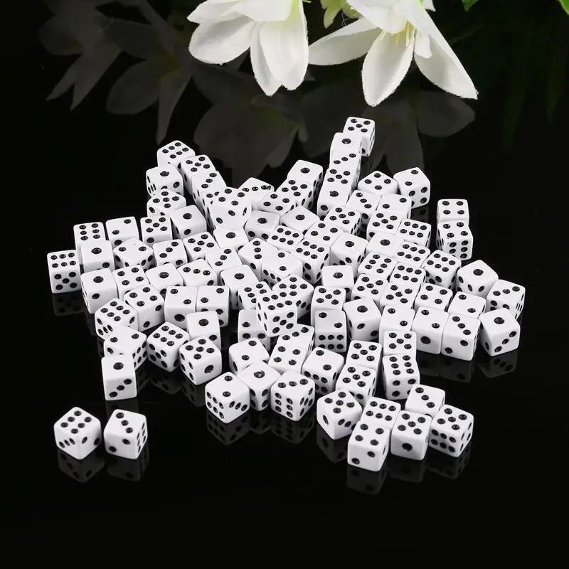 100Pcs Mini White Dice Set - 5Mm 8Mm 10Mm 12Mm 14Mm 16Mm D6 Sizes Square-Edged With Black Dots For Board Games