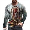 Fashion Indian Pattern Long Sleeve T Shirts Trend Spring Autumn 3D Printed T-shirt For Men Casual Streetwear Oversize Tees Top