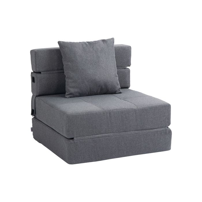 Fauteuil-lit pliant 2 en 1 - HOMCOM - Gris foncé - Charge max. 100 kg - Confort optimal - Design moderne