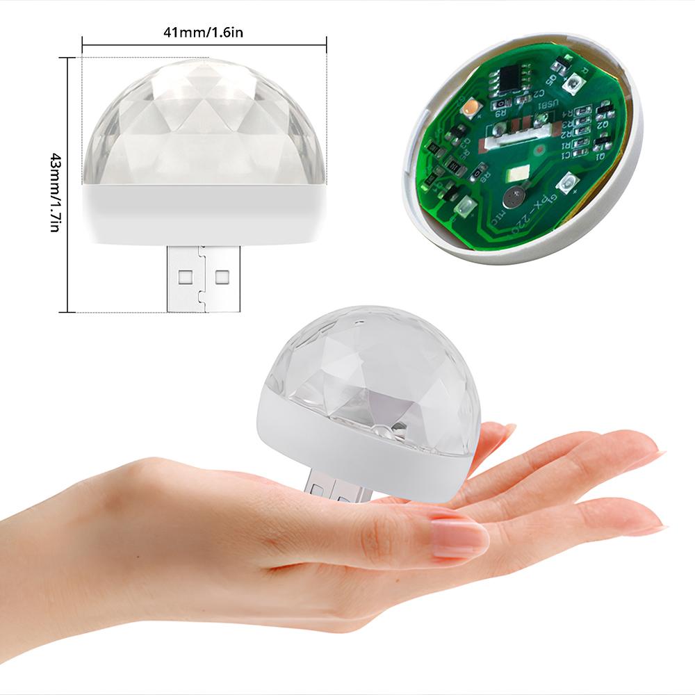 Автомобильный USB Ambient Light DJ RGB Mini Красочный музыкальный звуковой свет USB-C Интерфейс Apple Интерфейс Праздничная вечеринка Караоке
