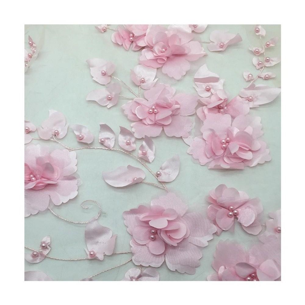 140cm*1 Yard 3D Flower Lace Fabric with Beads High Quality Embroidery Lace Fabric Handmade Clothing Sewing Fabric