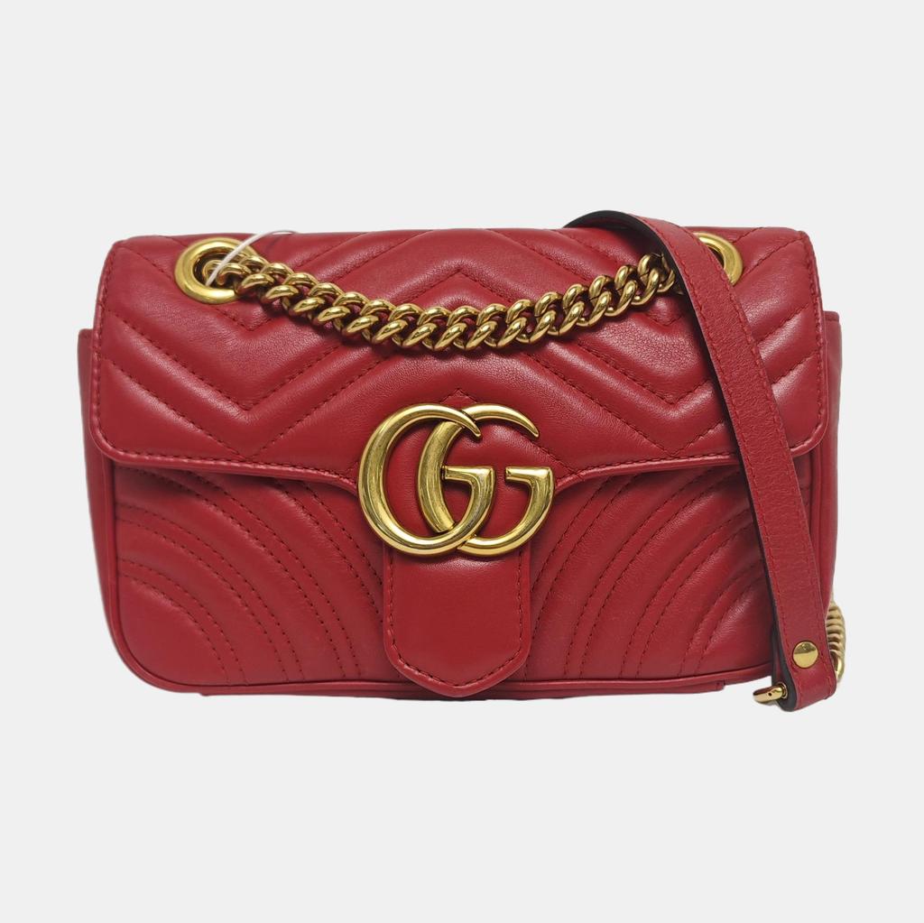[Pre-Owned] Gucci GG Marmont Matelassé Mini Bag 'Red' - Fair #365OD8