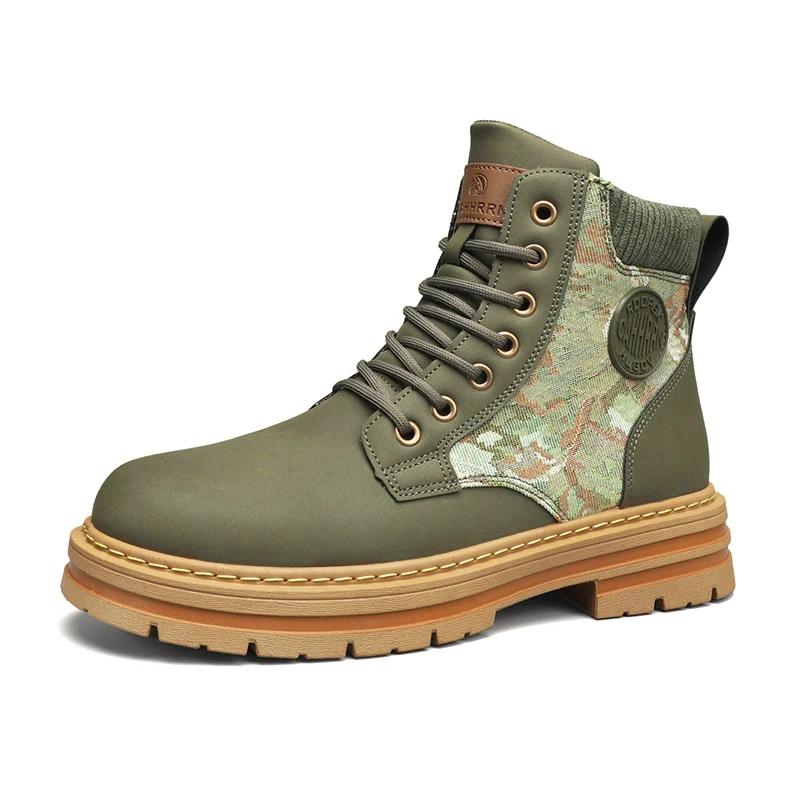 Модные кожаные ботинки для мужчин, походные ботинки, мужские ботильоны люксовых брендов, осень-зима, новые высокие повседневные туфли, классический дизайн