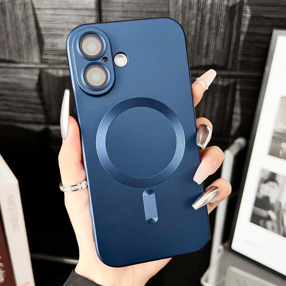 Металлический магнитный мягкий чехол для iPhone 16 Pro Max 15 14 Plus 11 12 13 беспроводной зарядки силиконовый защитный чехол для объектива