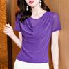 Футболка с короткими рукавами, женское летнее платье, нестандартная яркая шелковая рубашка в иностранном стиле, маленький топ