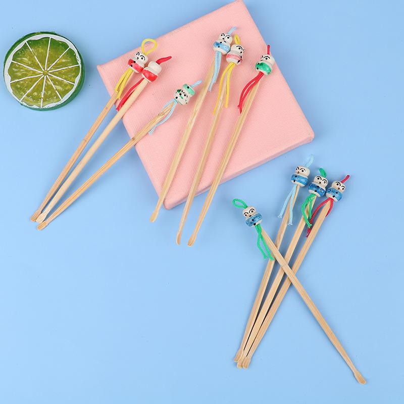 Natural Handmade Bamboo Ear Digging Spoon Doll Head Bamboo Ear Stick