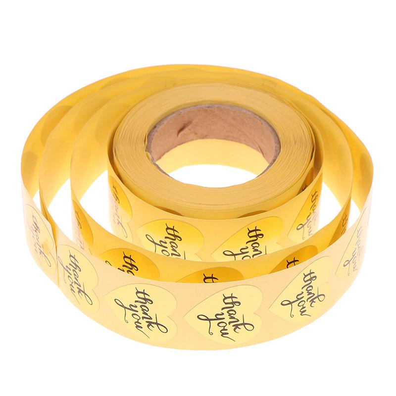 500 Thank You Stickers Mini Diy Craft Gold Heart Shaped Lables Wedding Favour