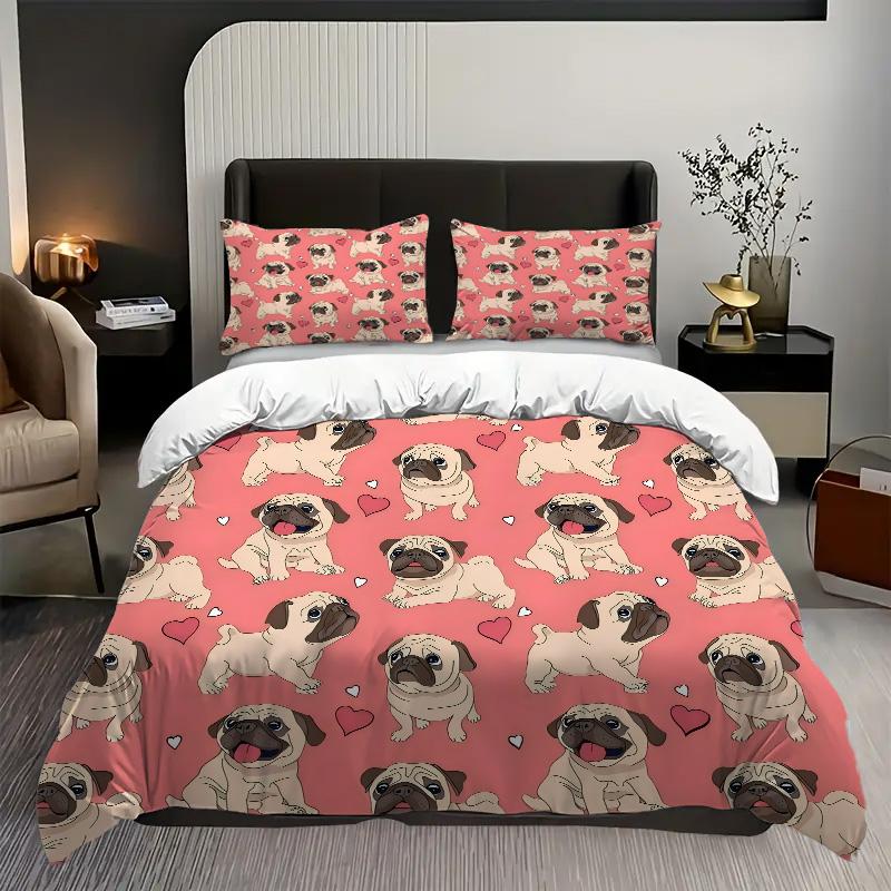 Cute Dogs 3D Design Printed Quilt Cover Set Luxury Home Textile Soft Comfortable Duvet Cover Pillowcase Animal Theme Bedding Set