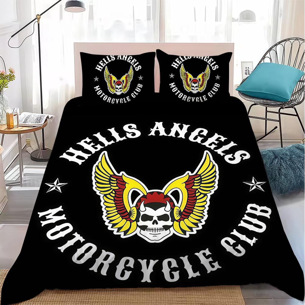 H-Hells logo A-Angels Duvet Cover Set Home Style Bedding Soft Laundry Cotton Bed 3 Piece Set Student Dormitory Gift