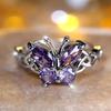 Кольцо с бабочкой из фиолетового бриллианта Модное изысканное кольцо с дизайном личности Популярные модные украшения Женские украшения