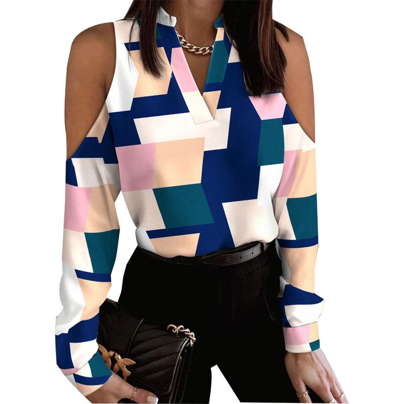 GMXIA Long-sleeved Off-the-shoulder Long-sleeved Printed Shirt