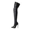 Сексуальные сверхвысокие каблуки Stiletto для вечеринок в клубе, ботфорты, женские узкие эластичные сапоги выше колена, размер 46
