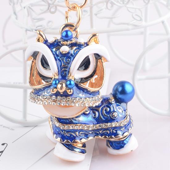 Инкрустация стразами в китайском стиле, реалистичное трехмерное неувядающее украшение, вращающаяся на 360 градусов голова, вращающийся кристалл с кристаллом, сумка для ключей в виде танца льва