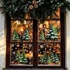 Christmas Glass Decal 2Pcs Snowflake Window Clings, Winter Green Pine Tree Static Easy Apply Sticker Stickers, Snow Dots Xmas Decals for Home