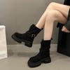 Модные женские ботильоны, износостойкие, нескользящие, 2024, новые осенне-зимние ботинки для женщин на открытом воздухе, модные однотонные женские ботинки