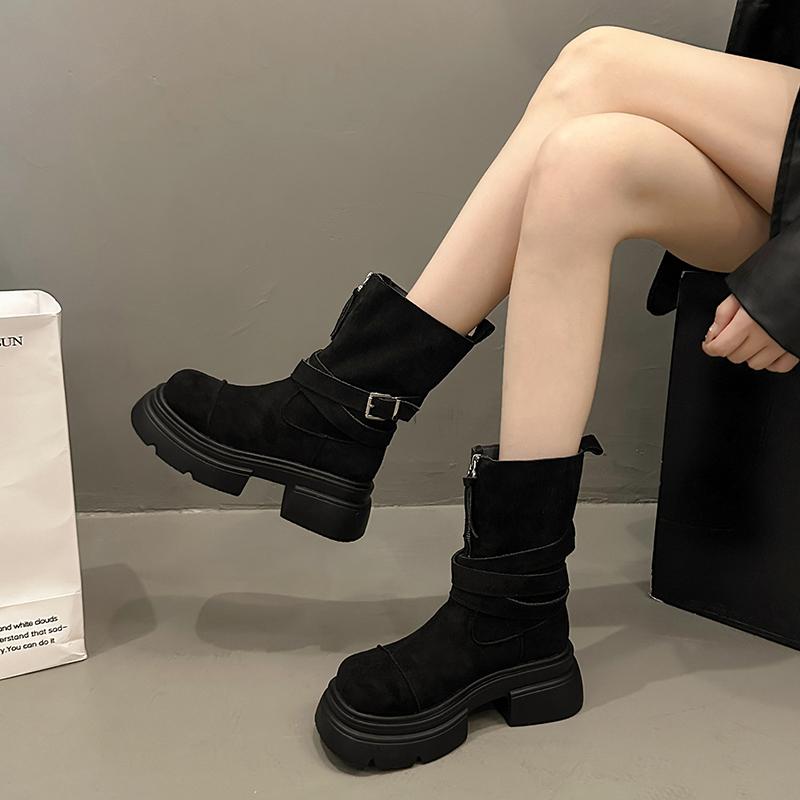 Модные женские ботильоны, износостойкие, нескользящие, 2024, новые осенне-зимние ботинки для женщин на открытом воздухе, модные однотонные женские ботинки