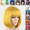 Короткие прямые синтетические парики Ombre Blonde Коричневый парик Боб с челкой для чернокожих женщин Афро-косплей Вечеринка Ежедневные волосы Термостойкие волосы