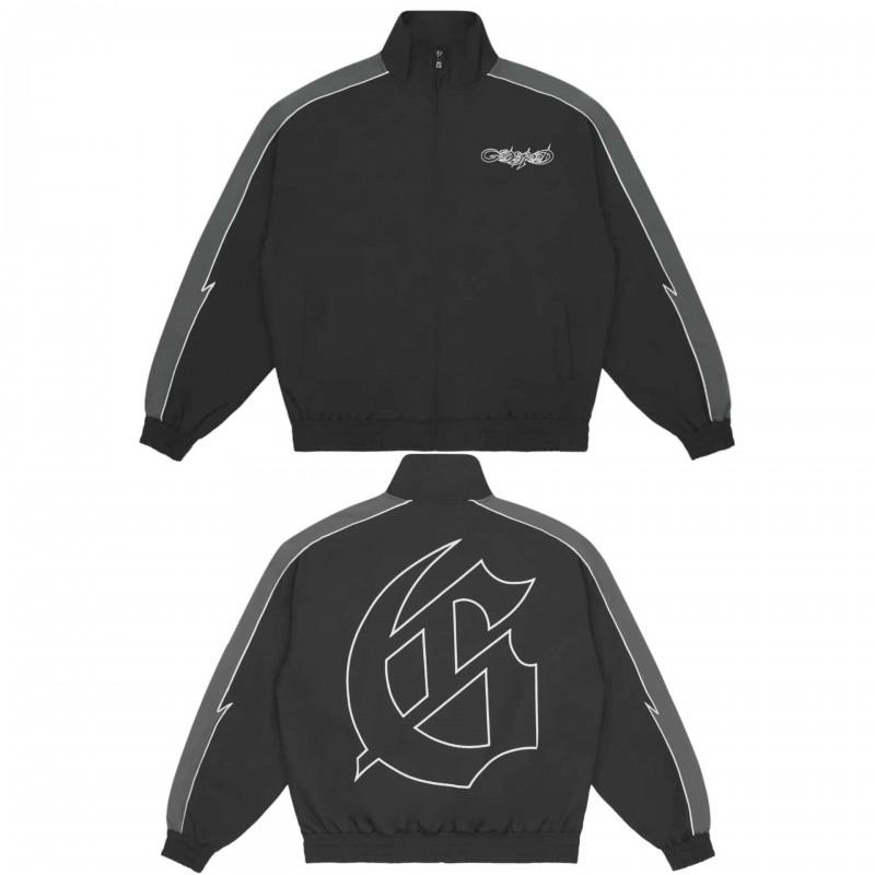 Godspeed Street Hip Hop Print Zip Up Jacket Track Pants Set Mens Casual Sportswear