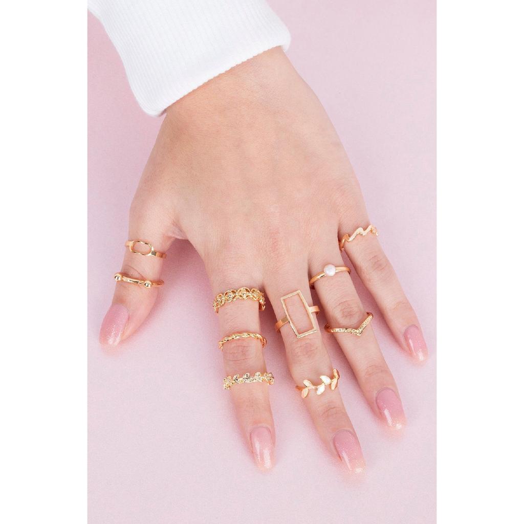 Комбинация колец из 10 частей с фигурками жемчуга и оливковой ветки 023