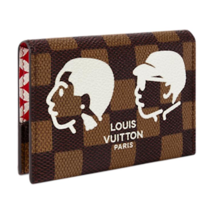 Louis Vuitton X Nigo Slim Brand Logo Check Pattern Print Damier Phriendship Coated Canvas Card Holder Men Card Holder Brown N40812