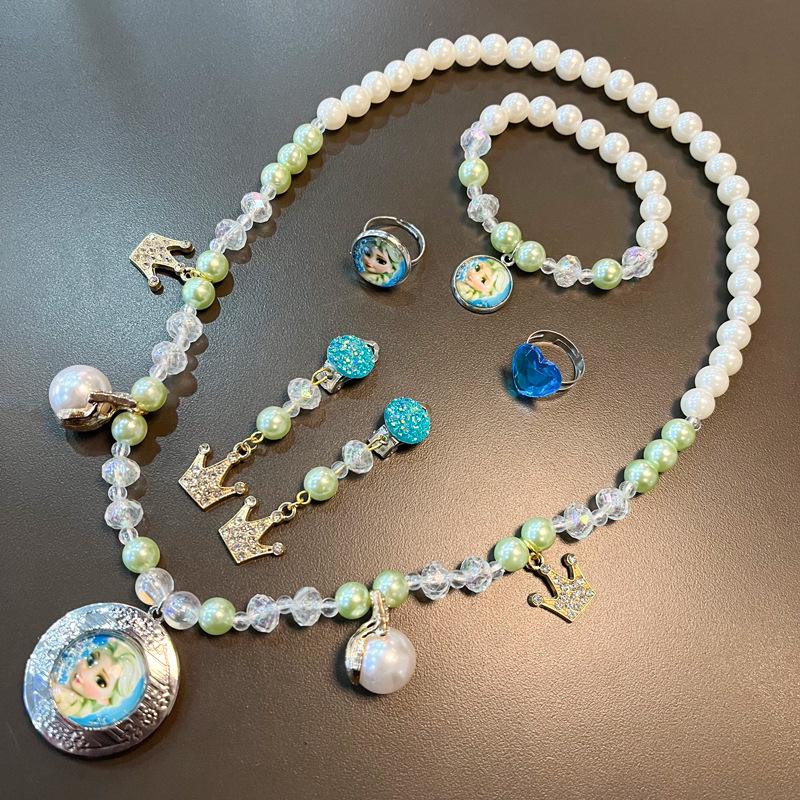 Набор бижутерии «Холодное сердце» с Эльзой: Комплект: Ожерелье, Браслет, Серьги и Кольцо Принцессы для Детей