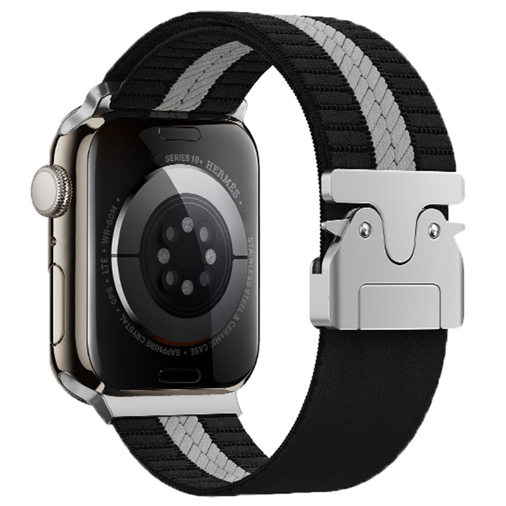 Nylon Watch Band for Apple Watch Series 10 9 8 7 SE 6 5 4 3 2 1 42mm 41mm 40mm 38mm Stripe Design Parachute Buckle Strap