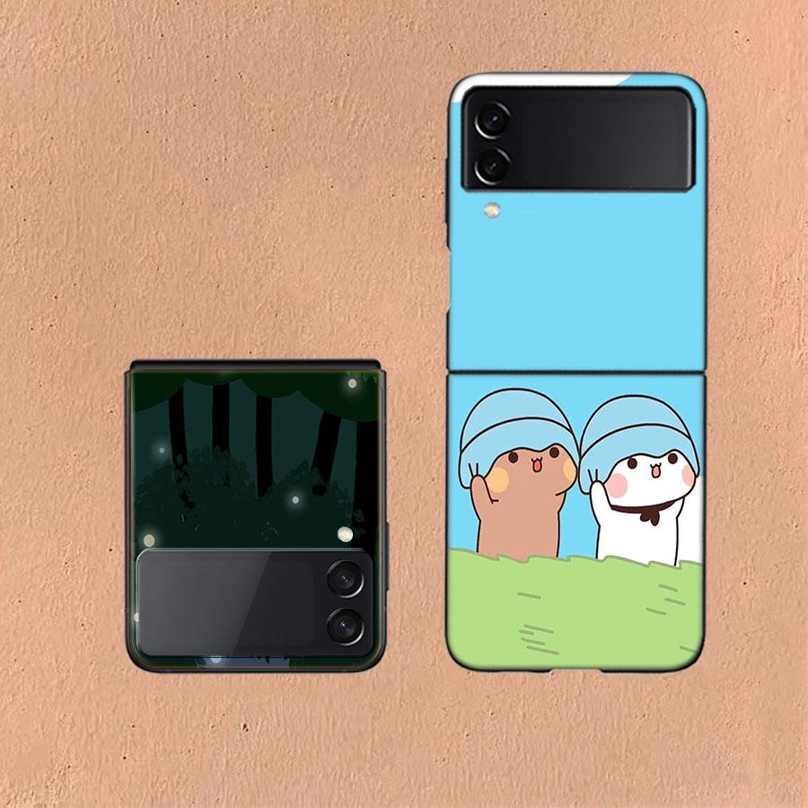 Милый Чехол BuBu DuDu для Samsung Z Flip7 6 Galaxy Чехол Ударопрочный Z Flip5 Z Flip3 4 5G Жесткая Крышка Телефон TPU PC Жесткий Funda