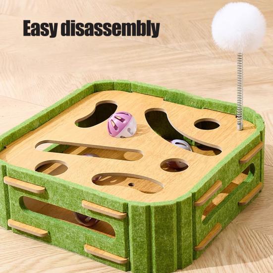 Коробка для обогащения кошек, интерактивная пилка для когтей, игрушка-головоломка с звенящими шариками, когтеточка-лабиринт для домашних кошек, царапай и играй