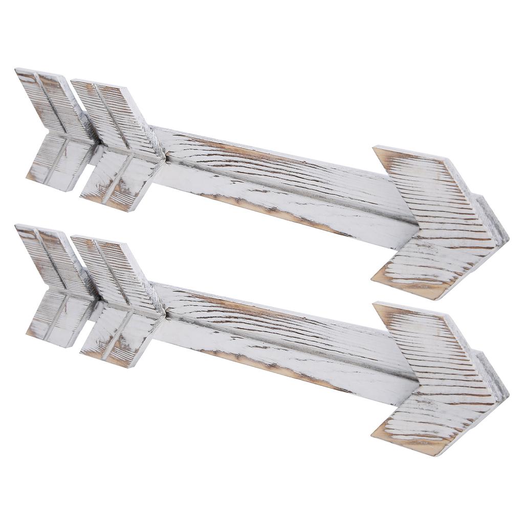 2PCS Wooden Arrows Decor Sign Wall Art Decor Farmhouse Courtyard Wedding SuppliesWhite