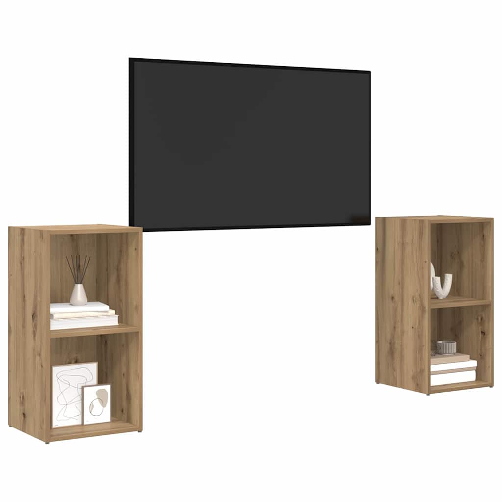 TV Cabinet Set 2 pcs Artisan Oak 37 x 35 x 72 cm Particleboard