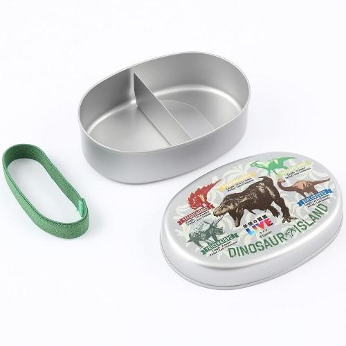 OSK Gakken Illustrated Book LIVE Aluminum Children's Lunch Box, Medium, with Divider, AL-5, Khaki [AL-5]