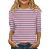 Children's 3/4 Sleeve Tops Knit  Casual  Print T Shirt Round Neck Pullover Blouse