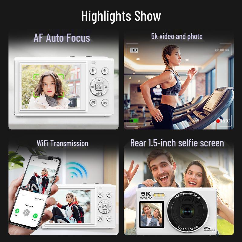 Dual Screen HD Digital Camera for Selfies & Video, Portable with Phone Transfer Capability