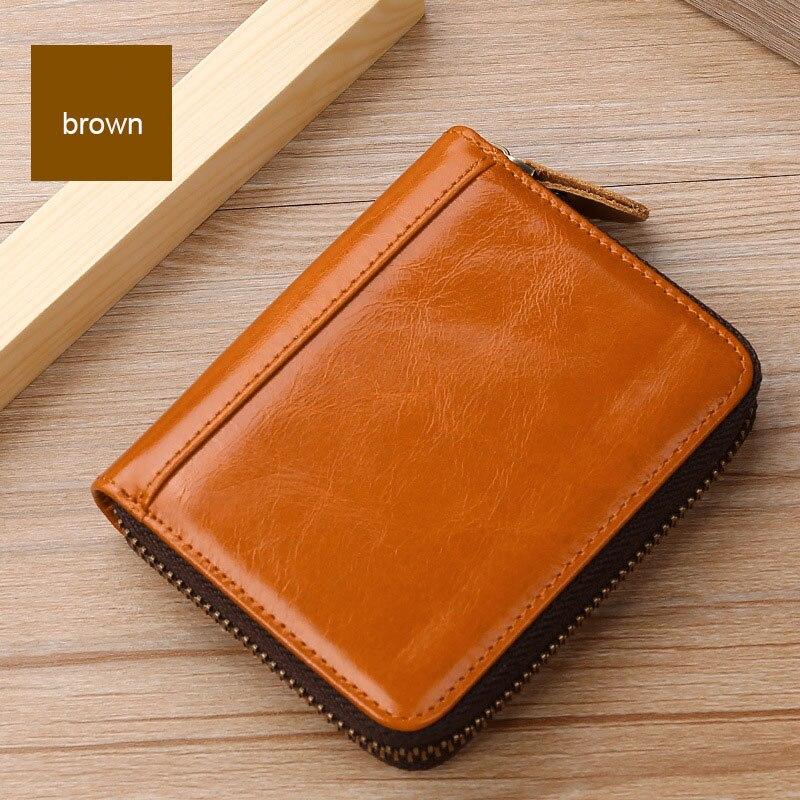 Винтажный мужской и женский держатель для карт из масляной коровьей кожи на молнии, повседневный кошелек для кредитных карт