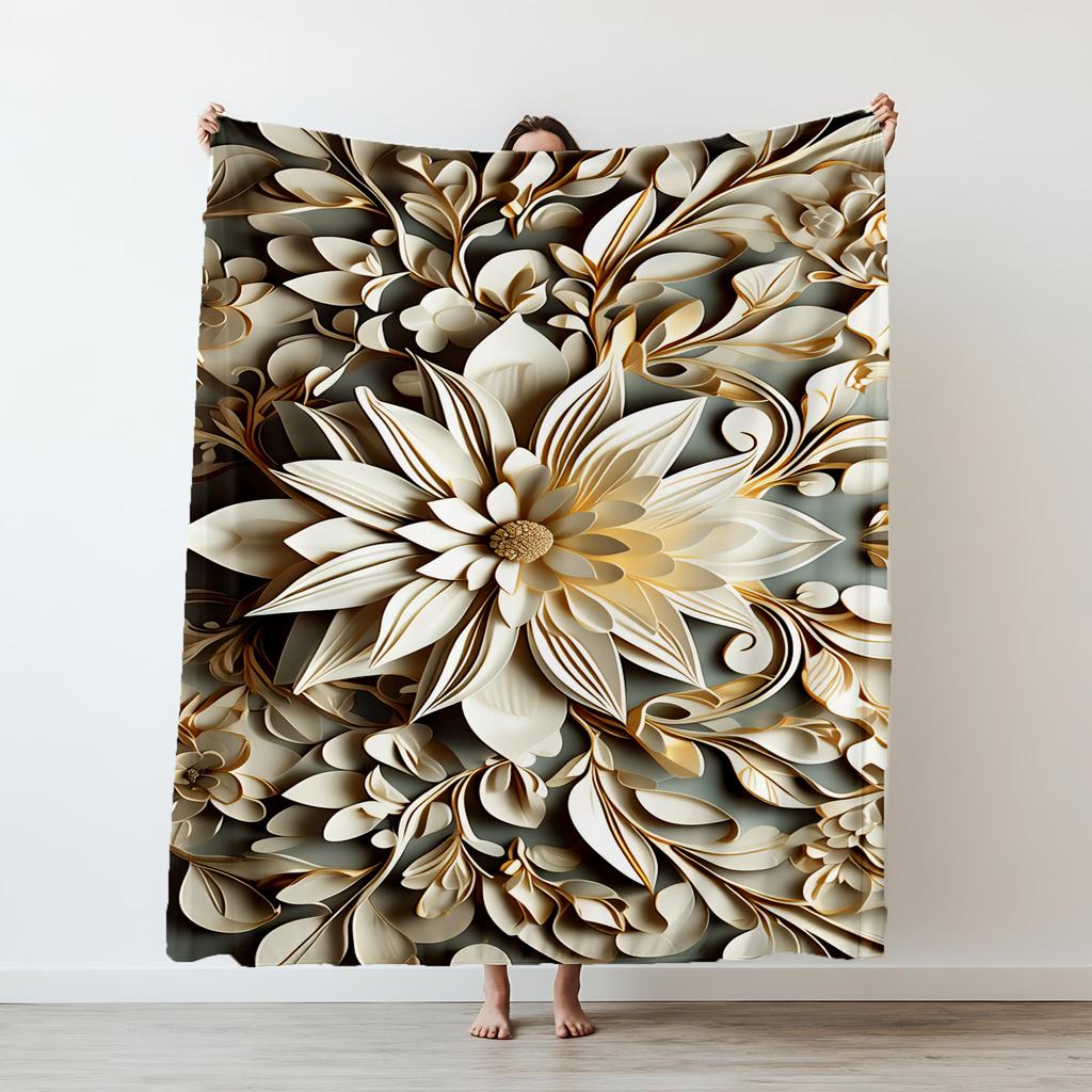 1PC flowers pattern printed blanket suitable for sofas beds offices travel camping chairs warm plush blanket