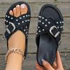 Fashion Fashion Rivet Decor Platform Slippers Women Cross Strap Med Heel Summer Sandal Woman Plus Size Comfort Non Slip Slides Mujer